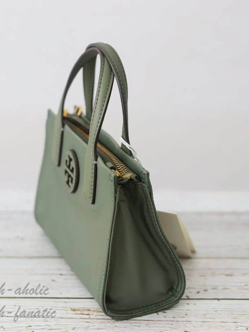 NWT Tory Burch Ella Nylon Mini Tote Crossbody Bag Purse in Palm Leaf Green